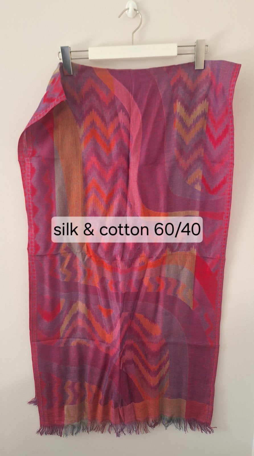 Boho ethnic multicolor sjaal zijde/katoen 60/40, Maat 42/44 (L), Nieuw, Ophalen of Verzenden, Onbekend