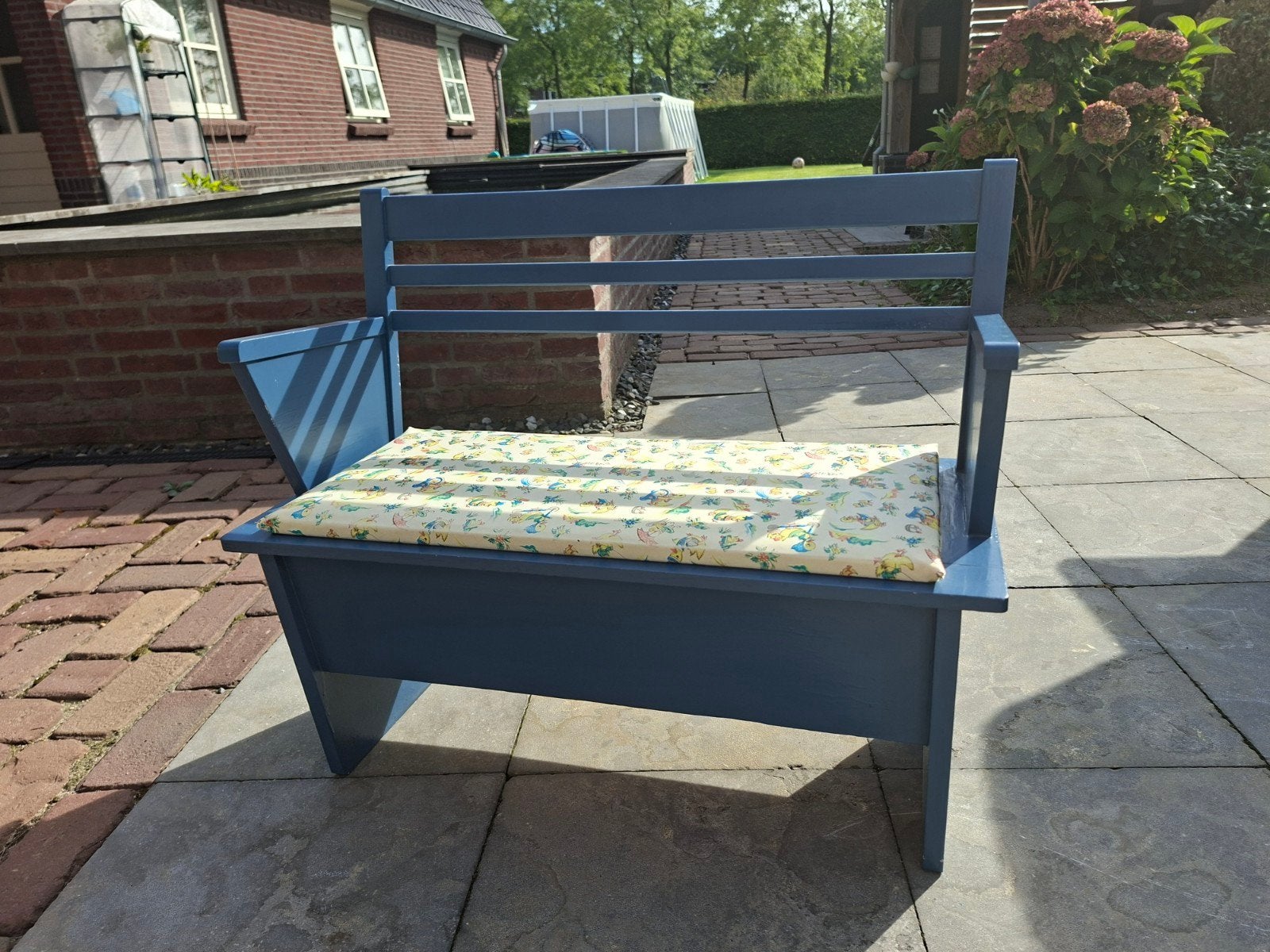 Blauw retro bankje met opbergruimte, Ophalen, Gebruikt, Overige typen