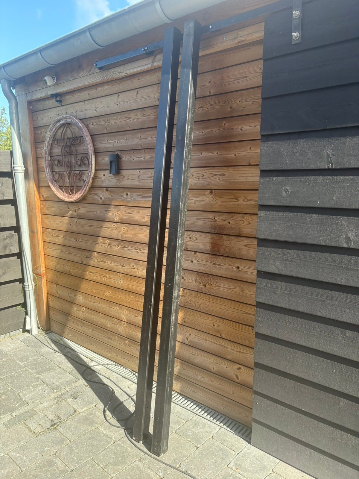 4 gegalvaniseerde Hekpalen. Zwart gepoedercoat, Tuin en Terras, Tuinhekken en Hekwerk, Ophalen, Overige typen, Zo goed als nieuw