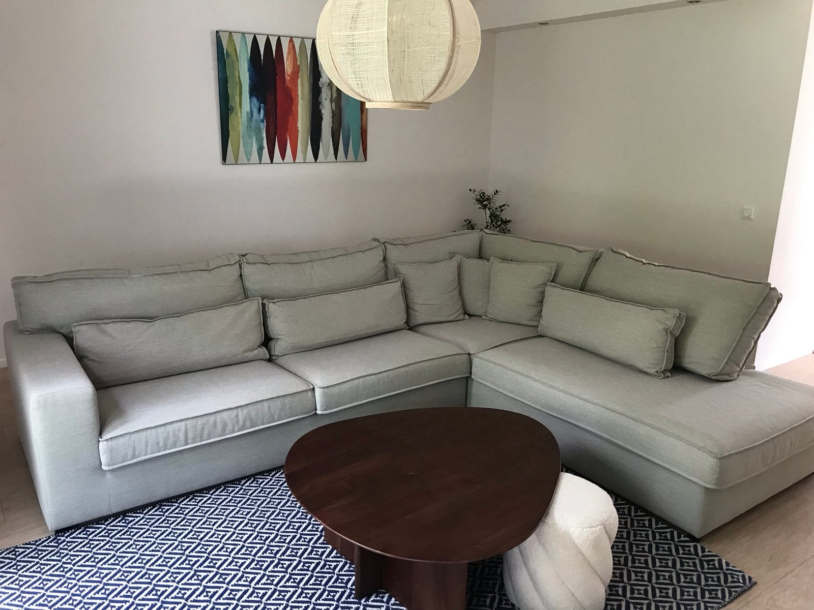 Grote hoekbank met chaise longue - Beige, Ophalen, Gebruikt, Stof