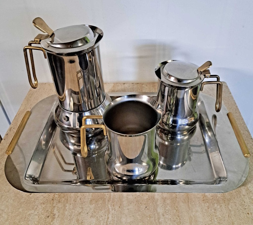 Espresso  koffiezetter italy melkkan THEEpot & dienblad 1970, Koffiemachine, Gemalen koffie, Ophalen of Verzenden, Zo goed als nieuw