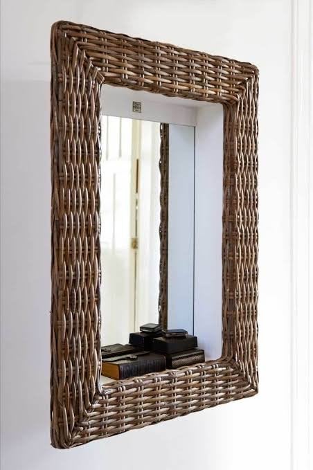 Rivièra Maison spiegel met rotan frame, Huis en Inrichting, Woonaccessoires | Spiegels, Ophalen, 100 tot 150 cm, Zo goed als nieuw