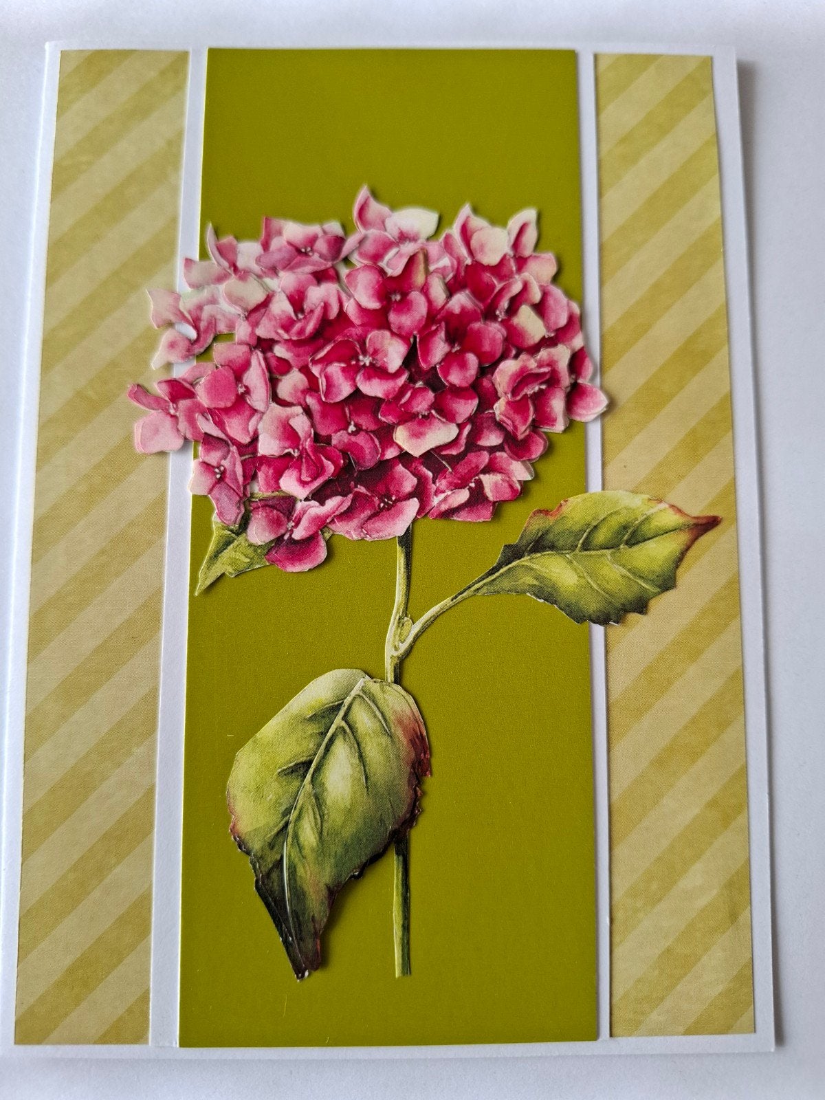Zelfgemaakte kaart met hortensia, Ophalen of Verzenden, Nieuw