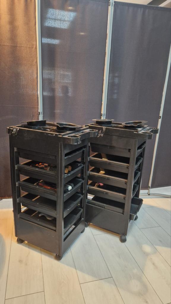 2x 2 Verrijdbare kappers Trolley met Lades - Zwart, Archief en Opbergen, Ophalen, Gebruikt, Overige typen