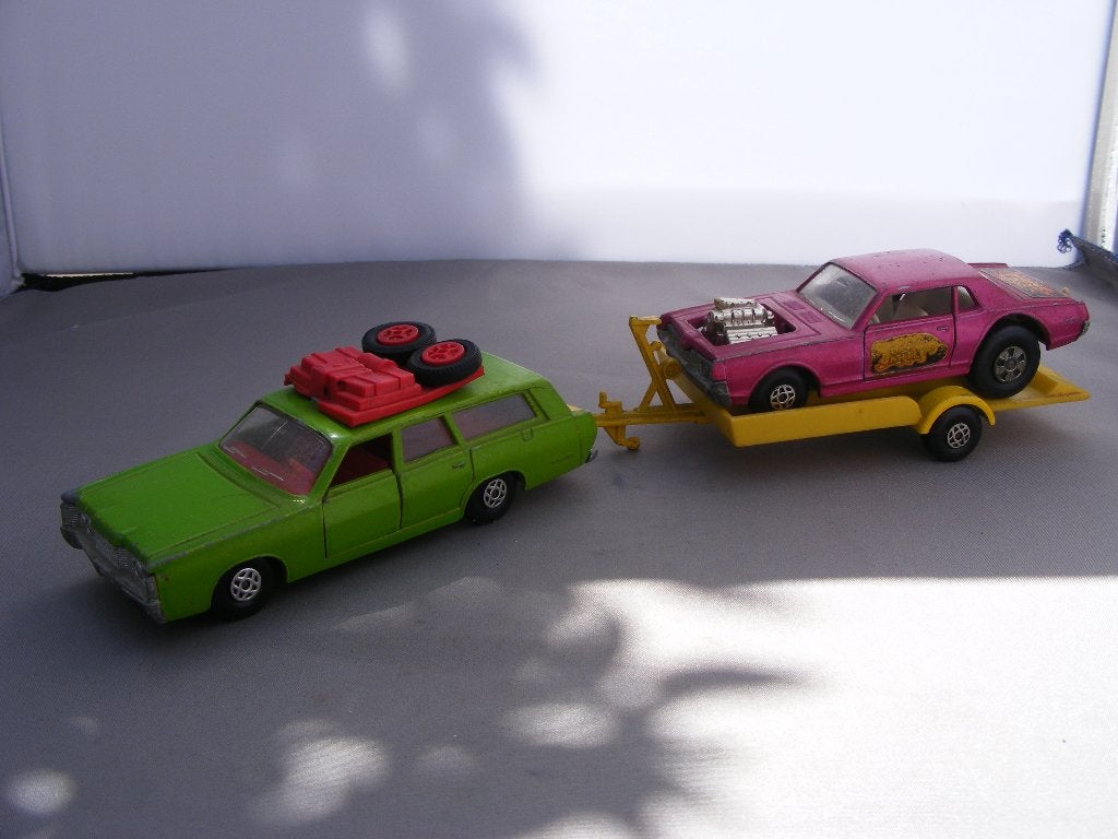 Mercurt commuter + Cougar dragster + trailer matchbox lesney, Hobby en Vrije tijd, Modelauto's | 1:43, Gebruikt, Auto, Matchbox
