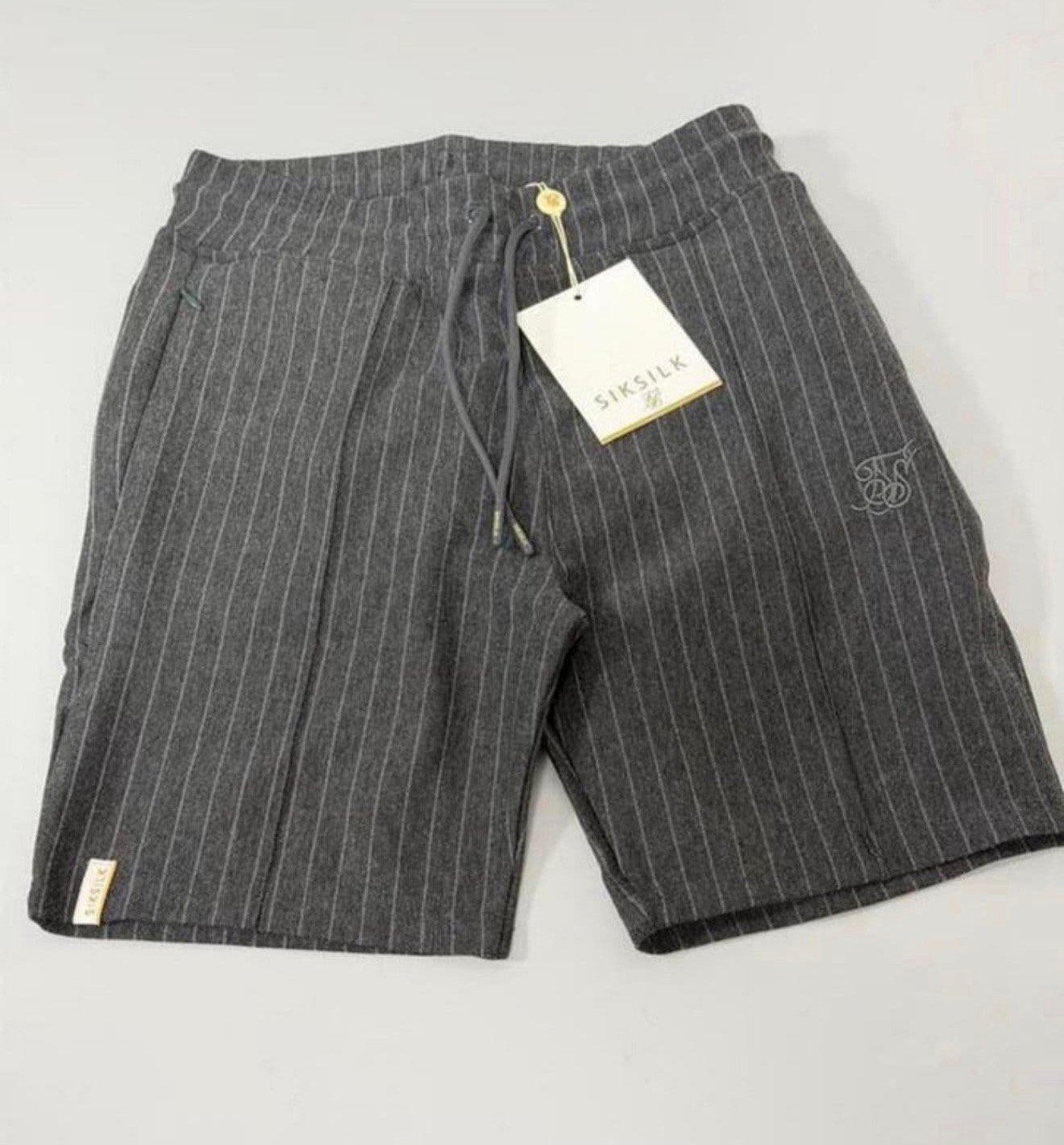 SikSilk Smart Essential Pinstripe Short Grey Marl XS grijs, P, P, P, Nieuw