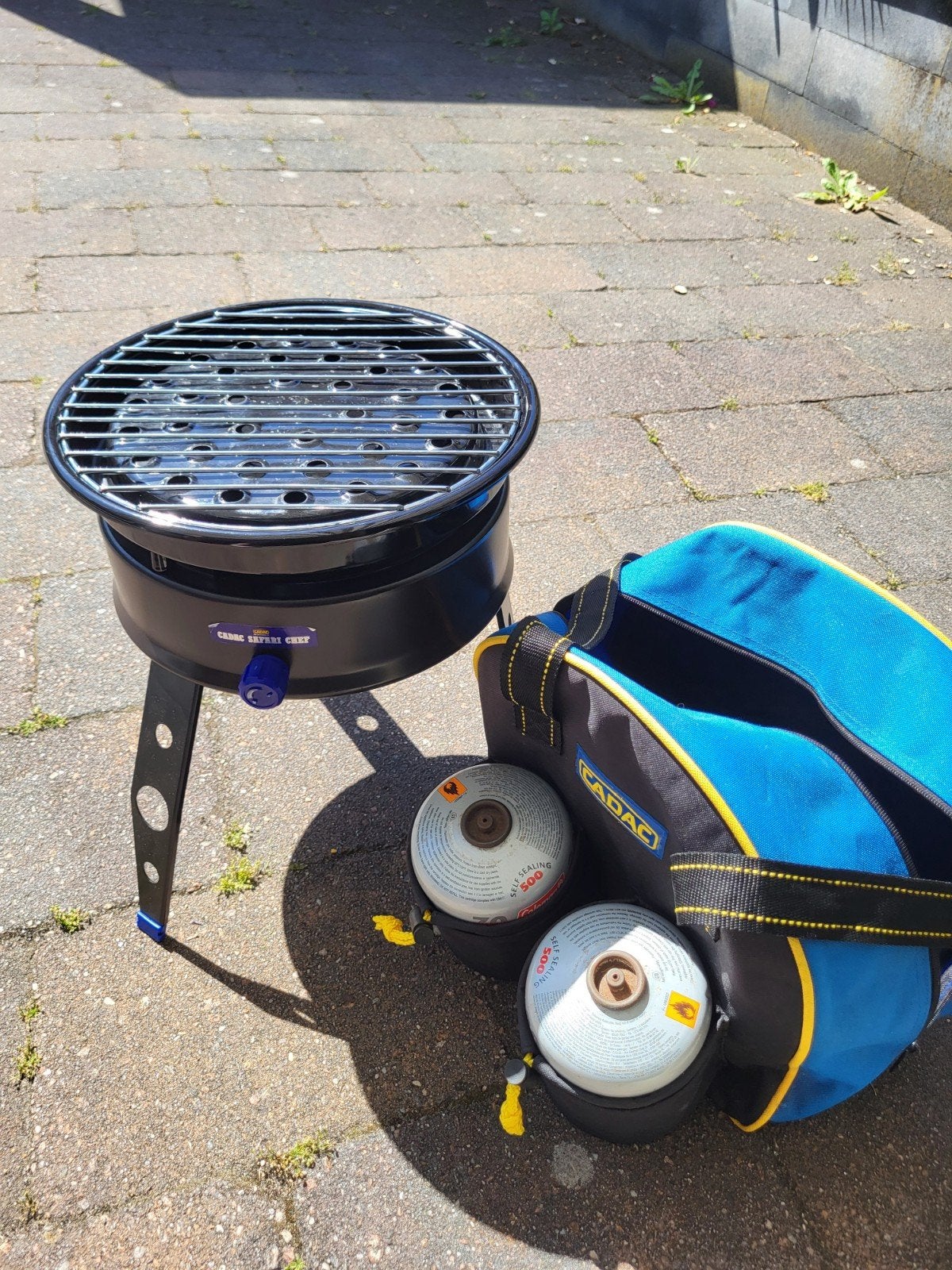 Cadac Safari Chef gasbarbecue incl. 2 gasbussen, Ophalen of Verzenden, Zo goed als nieuw, Cadac carri chef