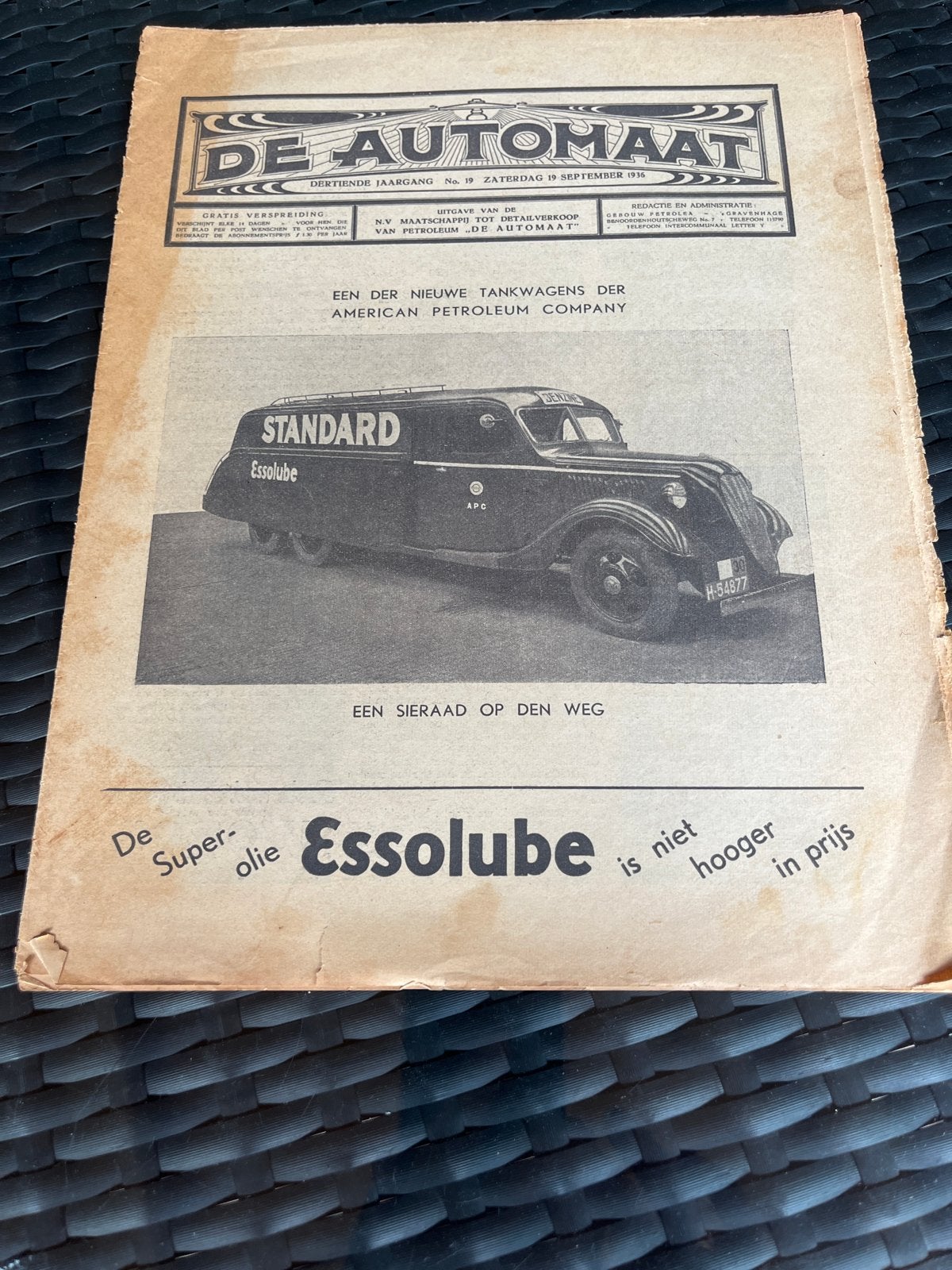 2 edities van De Automaat - 19 September 1936 - Essolube, Ophalen of Verzenden, Gelezen, Overige typen