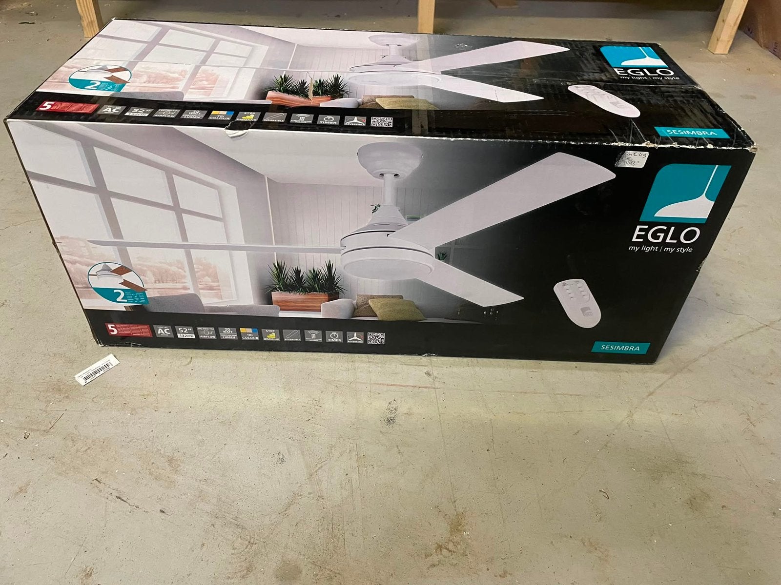 EGLO Plafondventilator met afstandsbediening, wit, Ophalen of Verzenden, Ventilator met afstandsbediening, Nieuw, Plafondventilator