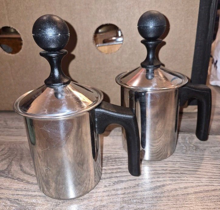 2x Frabosk Cappuccino Creamer Milano-grove en fijne zeef, Overige typen, Zilver, Ophalen of Verzenden, Zo goed als nieuw
