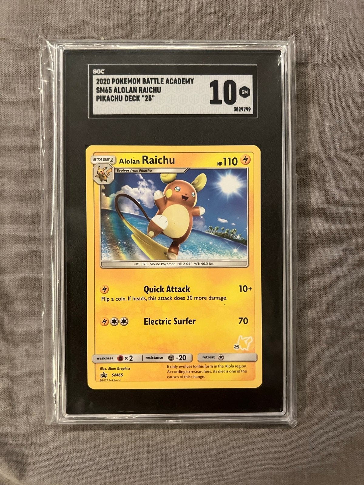 Alolan Raichu SGC 10  SM65 Battle Academy, Ophalen of Verzenden, Nieuw, Losse kaart