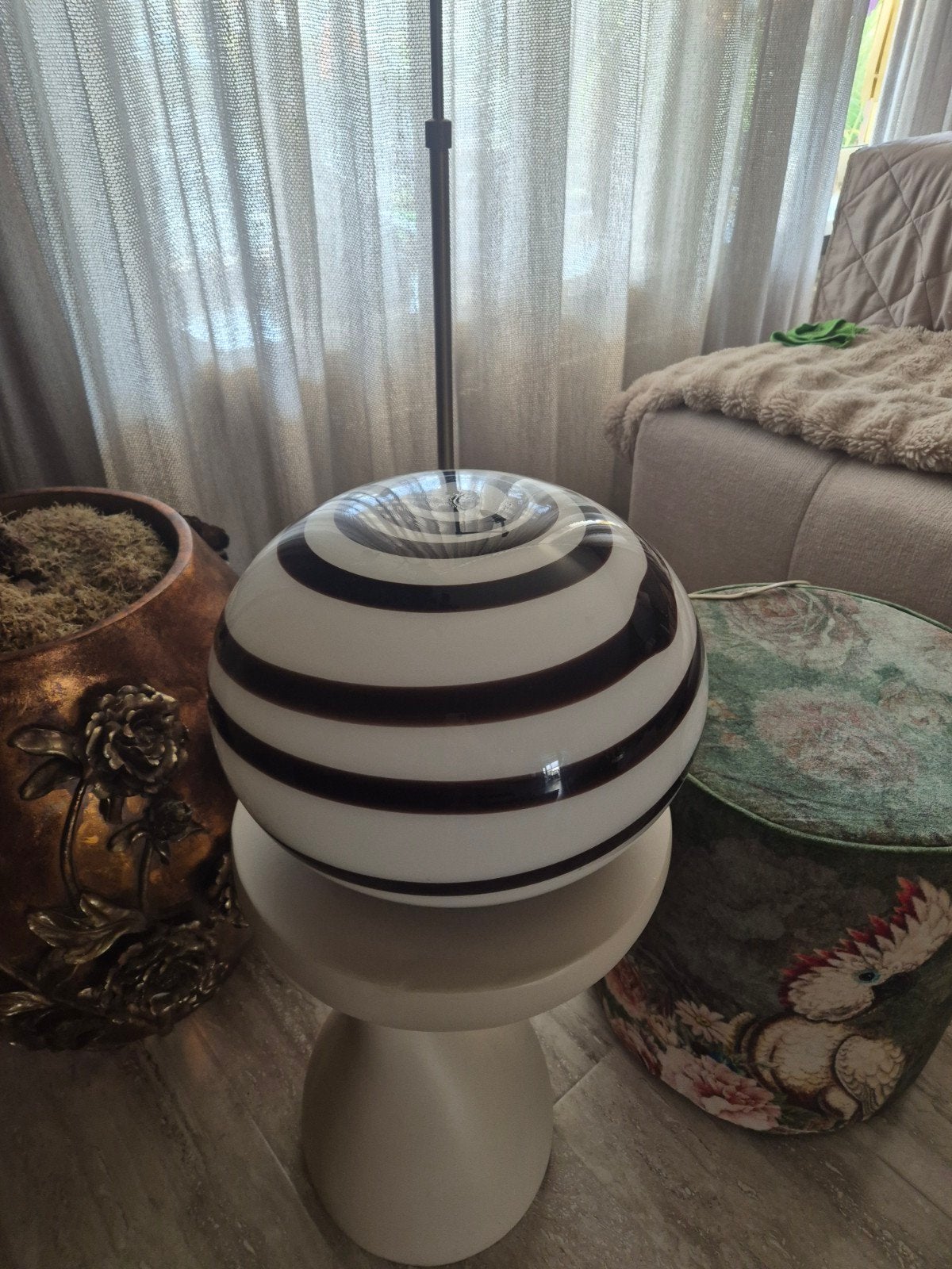 Design lamp ilu di vetro zebrapatroon, Ophalen, Sfeerlamp, E27 (groot), Design