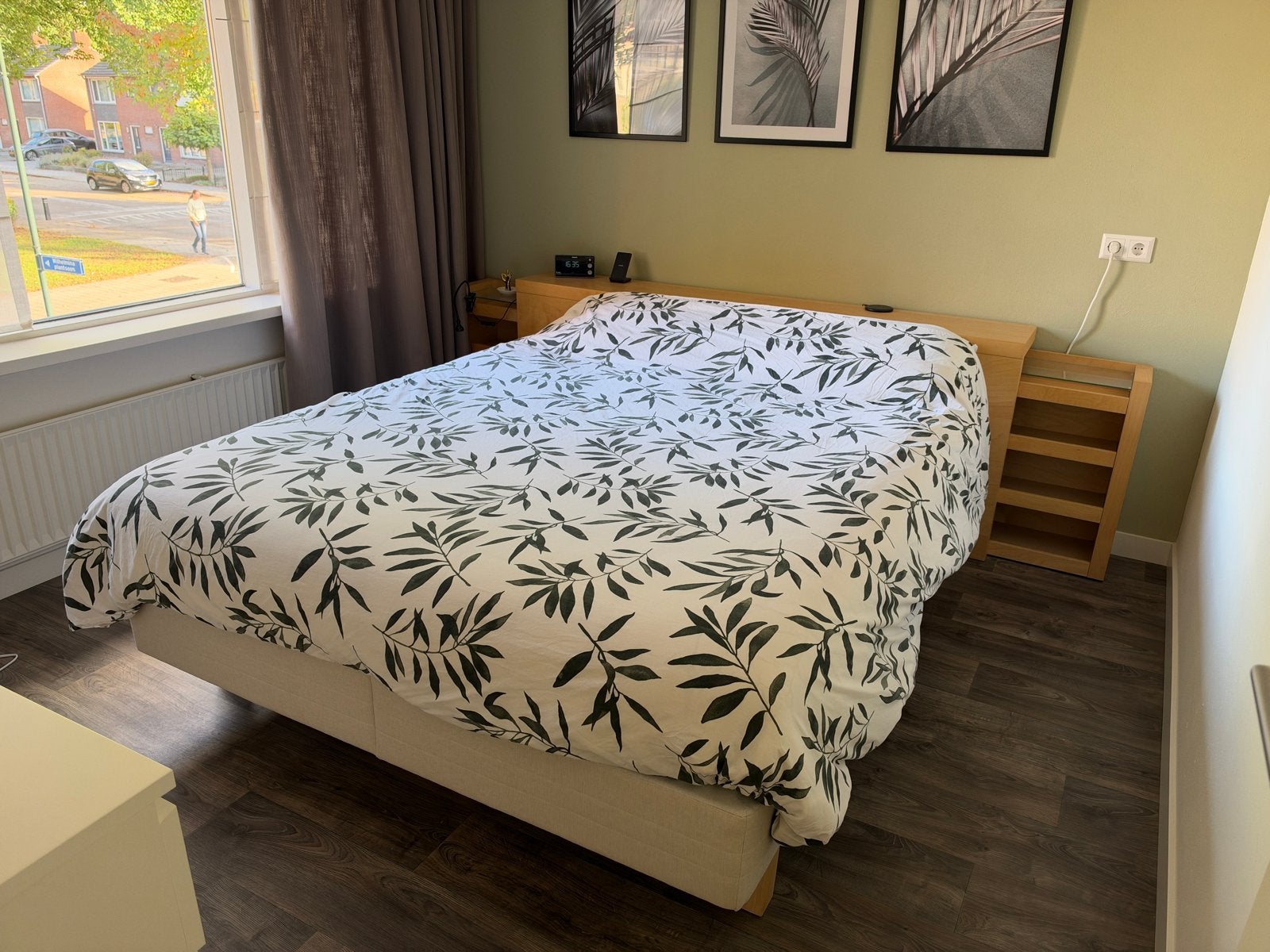 Tweepersoonsbed 160x200 met achterwand - Gratis afhalen, Ophalen, Gebruikt, Tweepersoons, 200 cm
