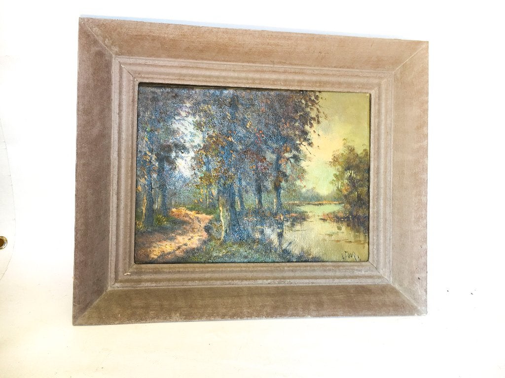 V. Tour - Herfstlandschap met bos en water, Antiek en Kunst, Kunst | Schilderijen | Klassiek, Ophalen