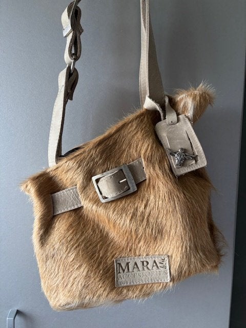 Marablu schoudertas leder huid, Ophalen of Verzenden, Nieuw, Bruin, Leer