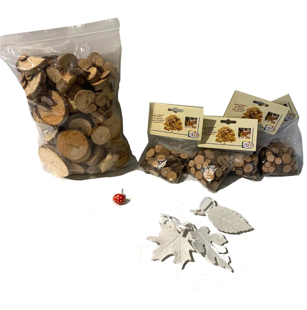 HERFST decoratie: boomstam schijven + bladeren, Overige typen, Meerkleurig, Zo goed als nieuw, X