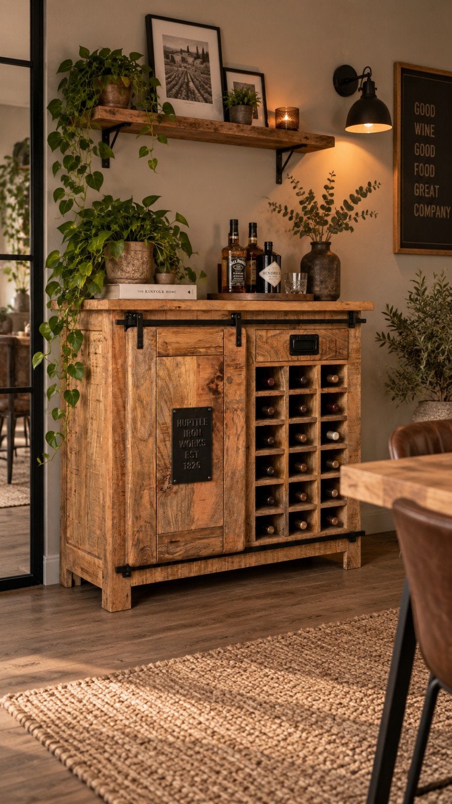 Industriële Mango Houten Wijnkastje/Dressoir Nieuw, Ophalen of Verzenden, Nieuw