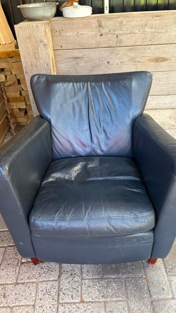 Leren fauteuil, gratis, Ophalen of Verzenden, Zo goed als nieuw, 75 tot 100 cm, 50 tot 75 cm