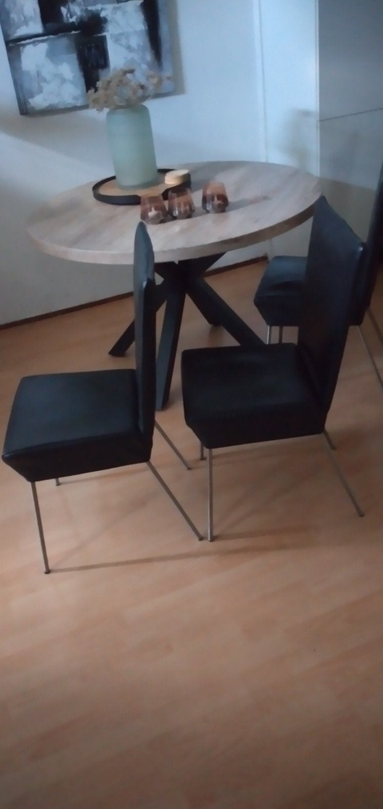 4x leder Eetkamer stoelen in zeer goede staat €40, Huis en Inrichting, Stoelen, Ophalen, Zwart, Leer, Zo goed als nieuw
