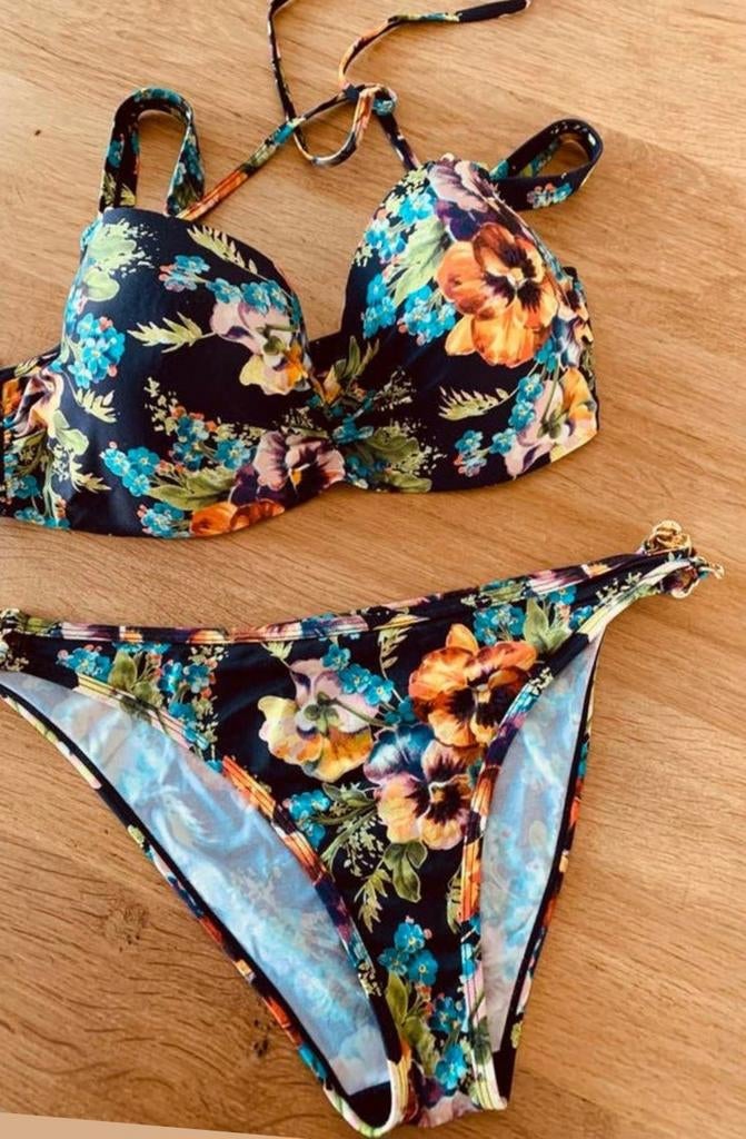 Marlies Dekkers Bikini 80E - Slip M - Bloemen print gouden, Marlies Dekkers, Ophalen of Verzenden, Zo goed als nieuw, Bikini
