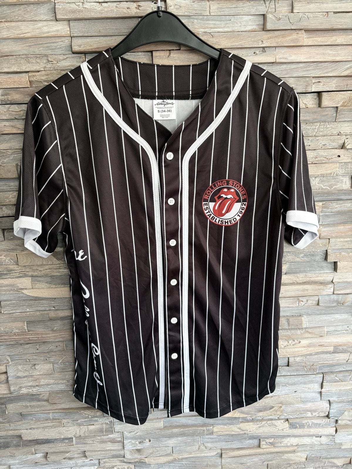 The Rolling Stones Baseball Shirt - Zwart/Wit Gestreept, Zwart, Ophalen of Verzenden, Zo goed als nieuw, Korte mouw