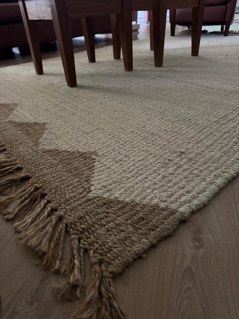 Groot naturel vloerkleed 330  225 cm – zeer goede staat, Ophalen, Beige, Zo goed als nieuw, 200 cm of meer