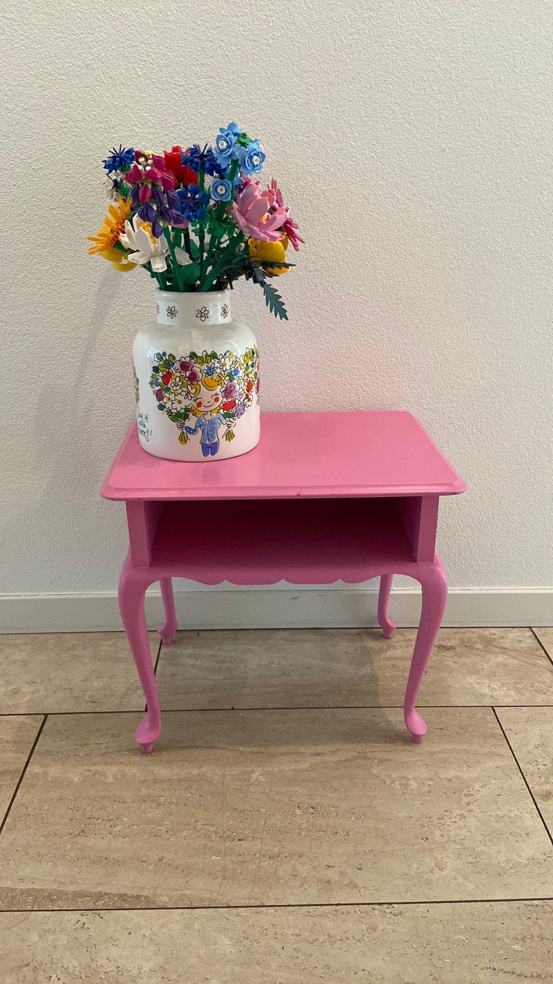 Brocante tafeltje/ nachtkastje Pip-style, Ophalen, 50 tot 100 cm, Zo goed als nieuw, Brocante