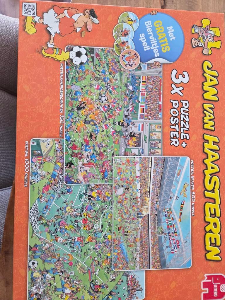 Jan van Haasteren 3x Voetbal Puzzel + Poster, Ophalen of Verzenden, Meer dan 1500 stukjes, Zo goed als nieuw, Legpuzzel