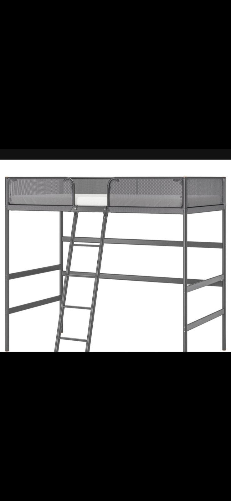 TUFFING Frame hoogslaper, donkergrijs, 90x200 cm, Ophalen, Eenpersoons, Zo goed als nieuw, 200 cm