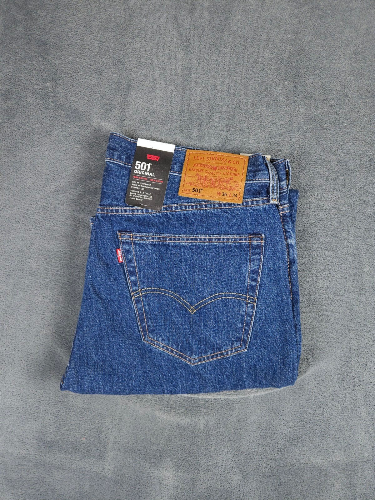 Levis 501 W36 L34 Blauw Straight Leg Katoen Denim Broek, Ophalen, W36 - W38 (confectie 52/54), Blauw, .