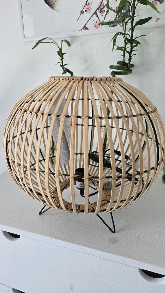Mica Decorations Aline Tafellamp / Vloerlamp – Bamboe Rotan, Ophalen of Verzenden, Nieuw, E27 (groot), Minder dan 100 cm
