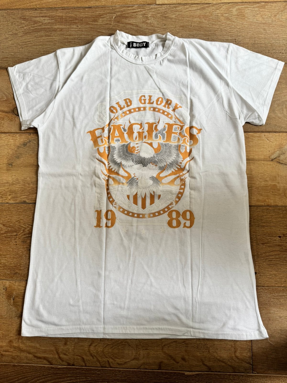 Wit T-shirt met 'Old Glory Eagles 1989' print, Maat 38/40 (M), Wit, Ophalen of Verzenden, Korte mouw