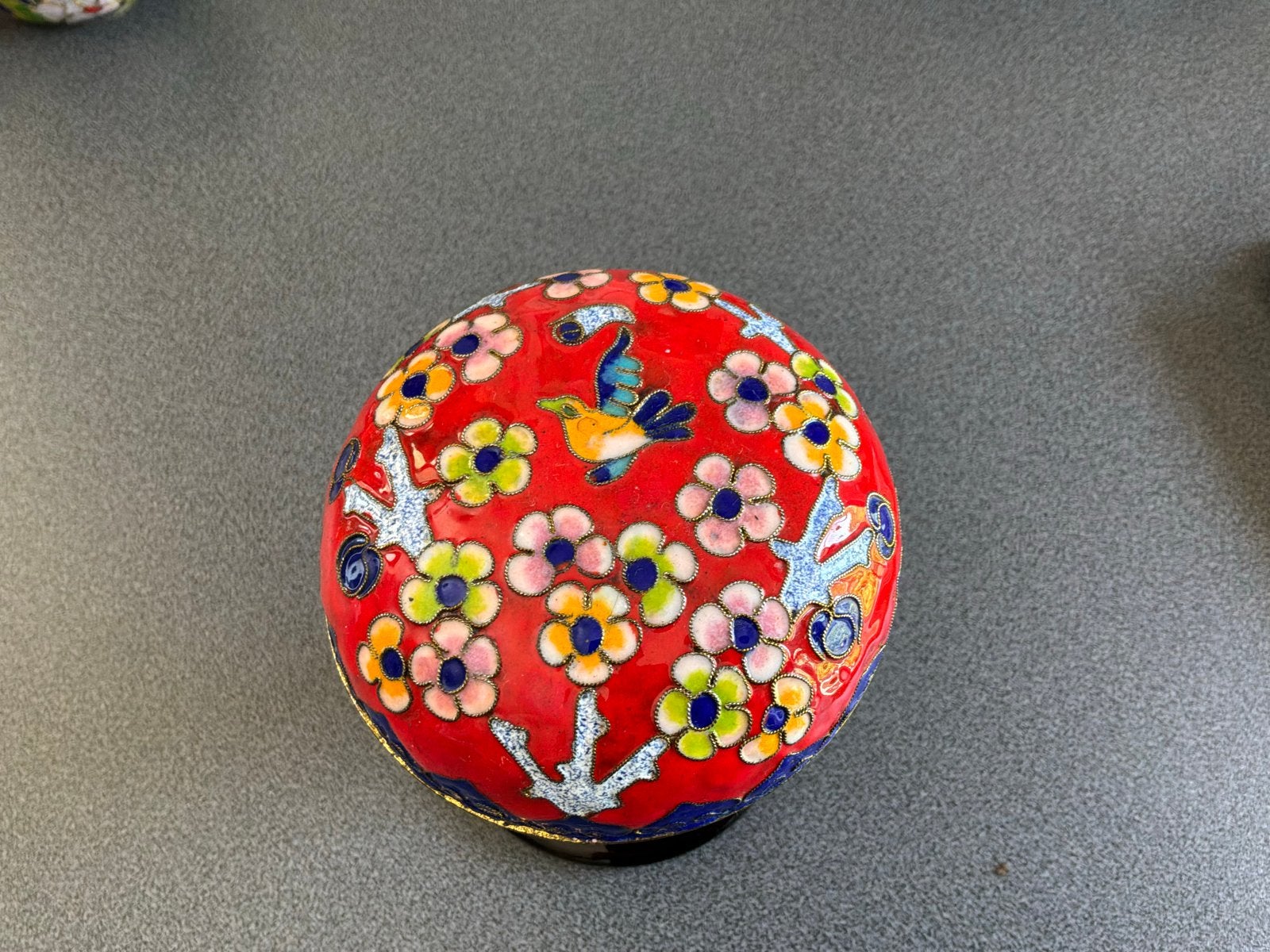 Prachtige Cloisonné Doos met Vogel en Bloemenmotief, Ophalen of Verzenden