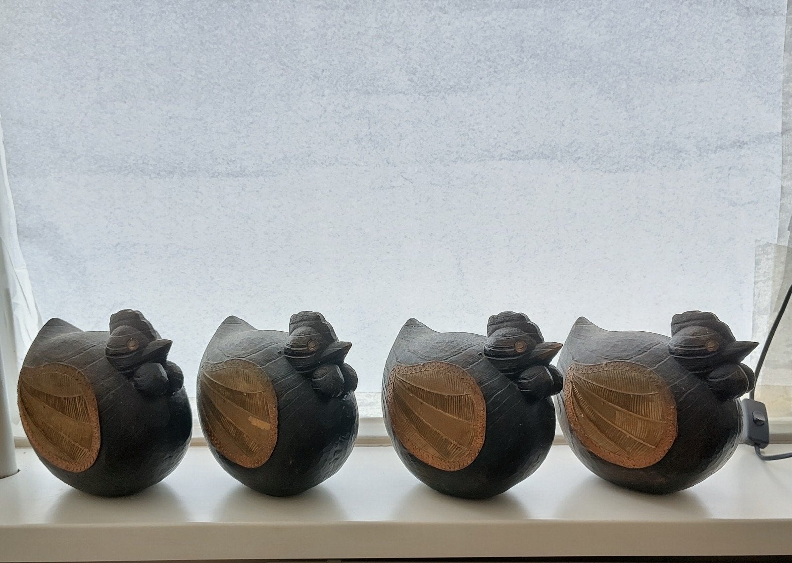 4 decoratieve kippen hout en metaal, Ophalen of Verzenden