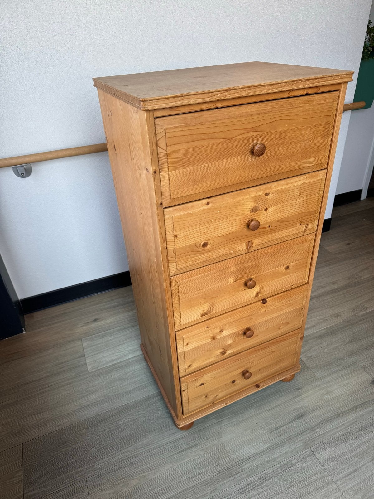 Houten ladekast met 5 laden, Huis en Inrichting, Kasten | Ladekasten, Ophalen, Gebruikt, 5 laden of meer, 100 tot 150 cm