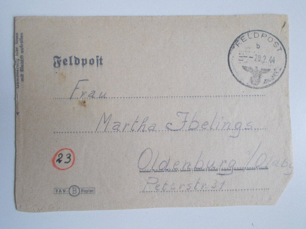 Duitse Rijk, Veldpostbrief Uit Rusland 1944., Ophalen, Brief