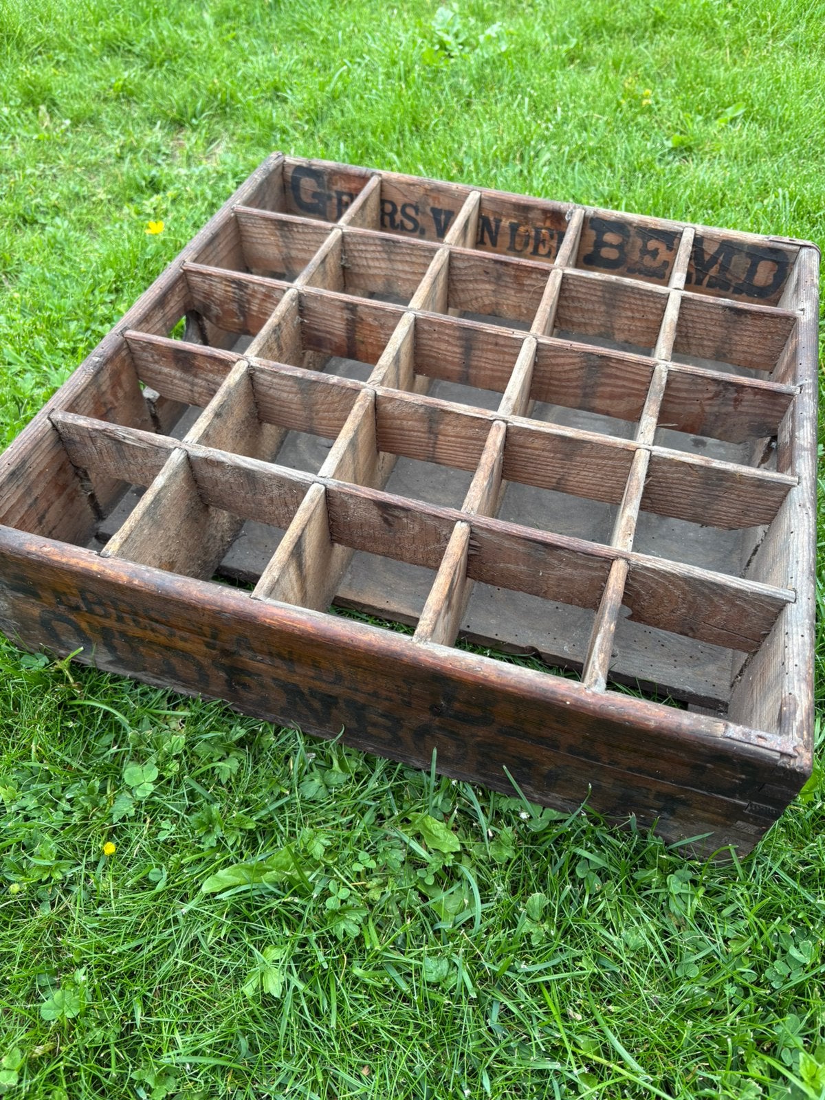 Brocante houten flessenkrat, Ophalen of Verzenden