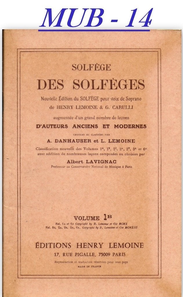 MUB -14 - Solfege lessen voor Sopraan stem, Piano, Gebruikt, Ophalen of Verzenden, Artiest of Componist