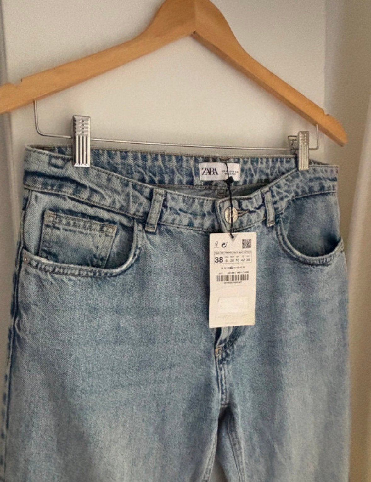 Zara lichte denim, blauwe spijkerbroek, mid waist, maat 38, Ophalen of Verzenden, Nieuw, Blauw, W30 - W32 (confectie 38/40)
