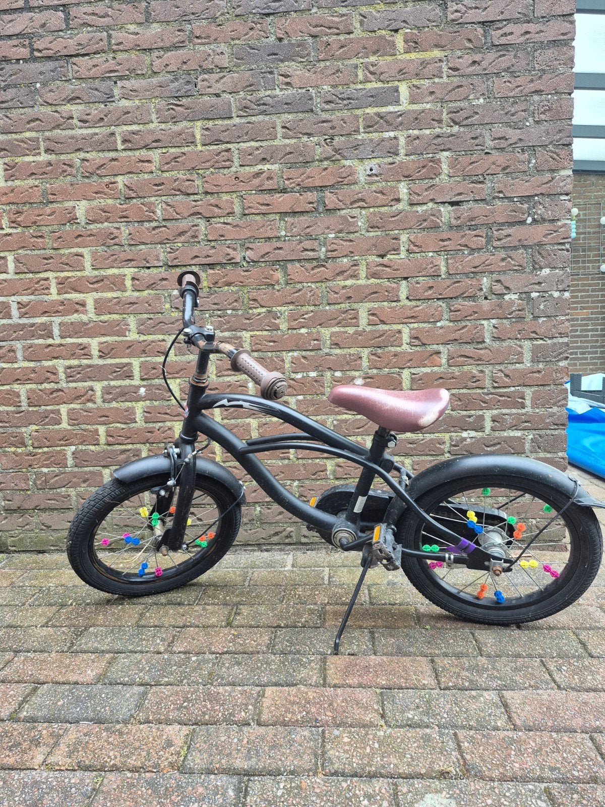 Jongensfiets 16 inch - Stoere Zwarte Kinderfiets, Gebruikt, Velgrem, Minder dan 49 cm, Ophalen