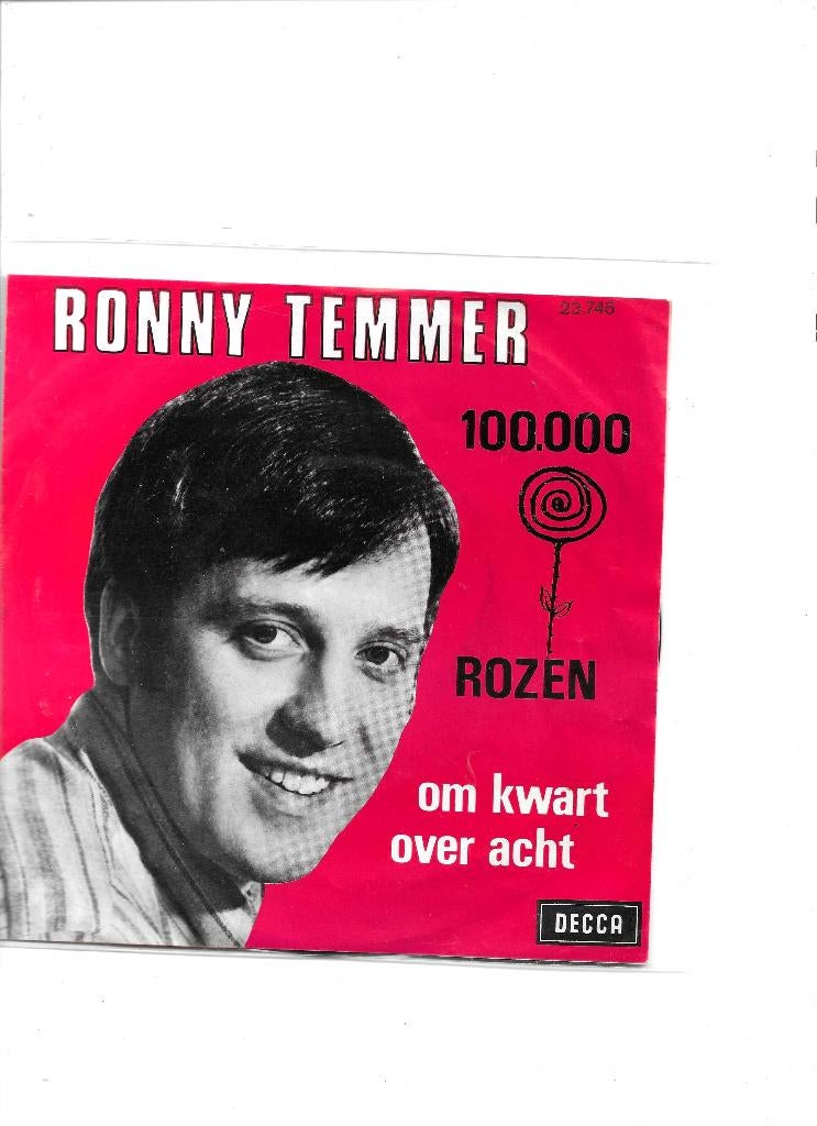 Single Ronny Temmer - 100.000 Rozen, Ophalen of Verzenden, Gebruikt, Nederlandstalig