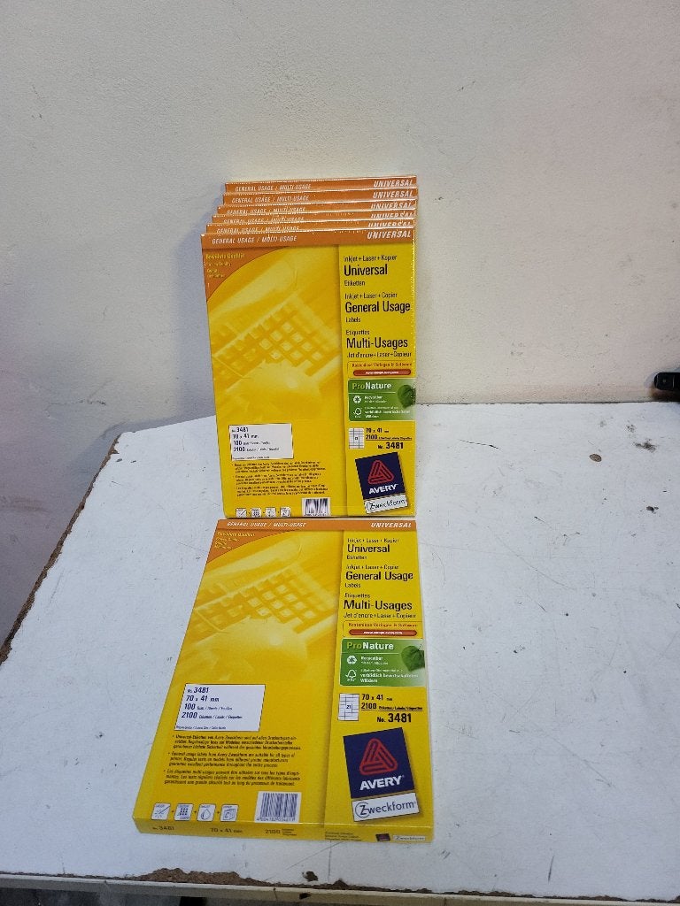Avery Zweckform 3481 universele etiketten A4 70 x 41 mm wit, Ophalen of Verzenden, Nieuw