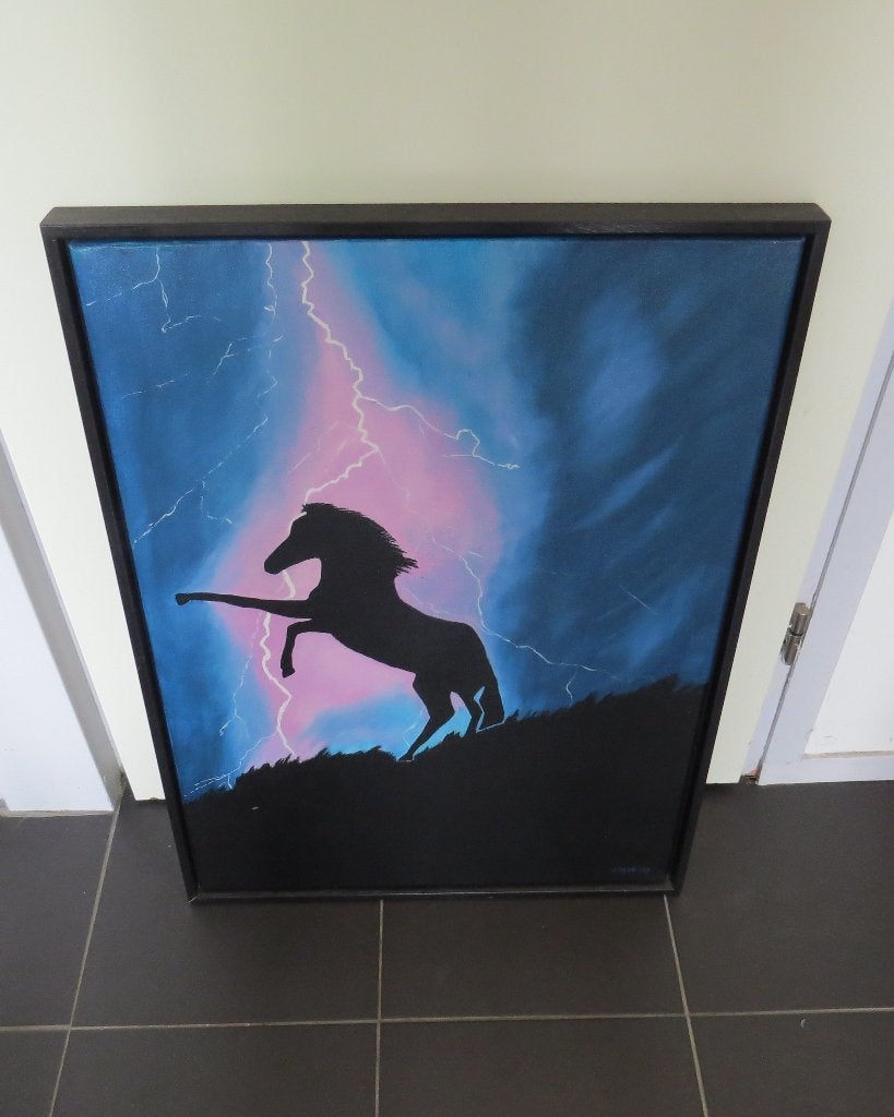 oilpaint canvas 50 x 70 cm, Antiek en Kunst, Ophalen, Dieren, Overige ondergronden