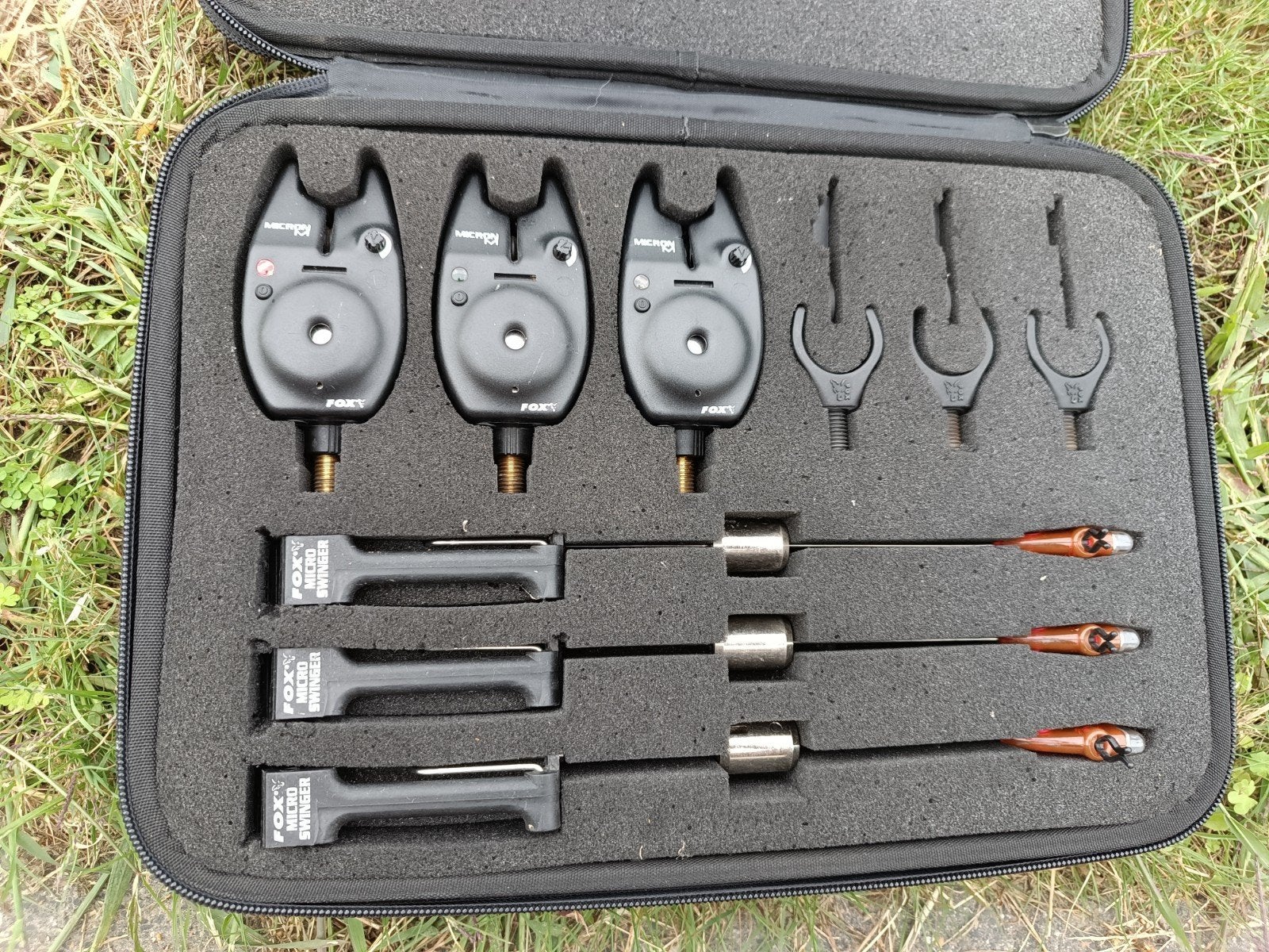 Fox Micron M beetmelderset met swingers en koffer, Ophalen, Gebruikt, Complete set