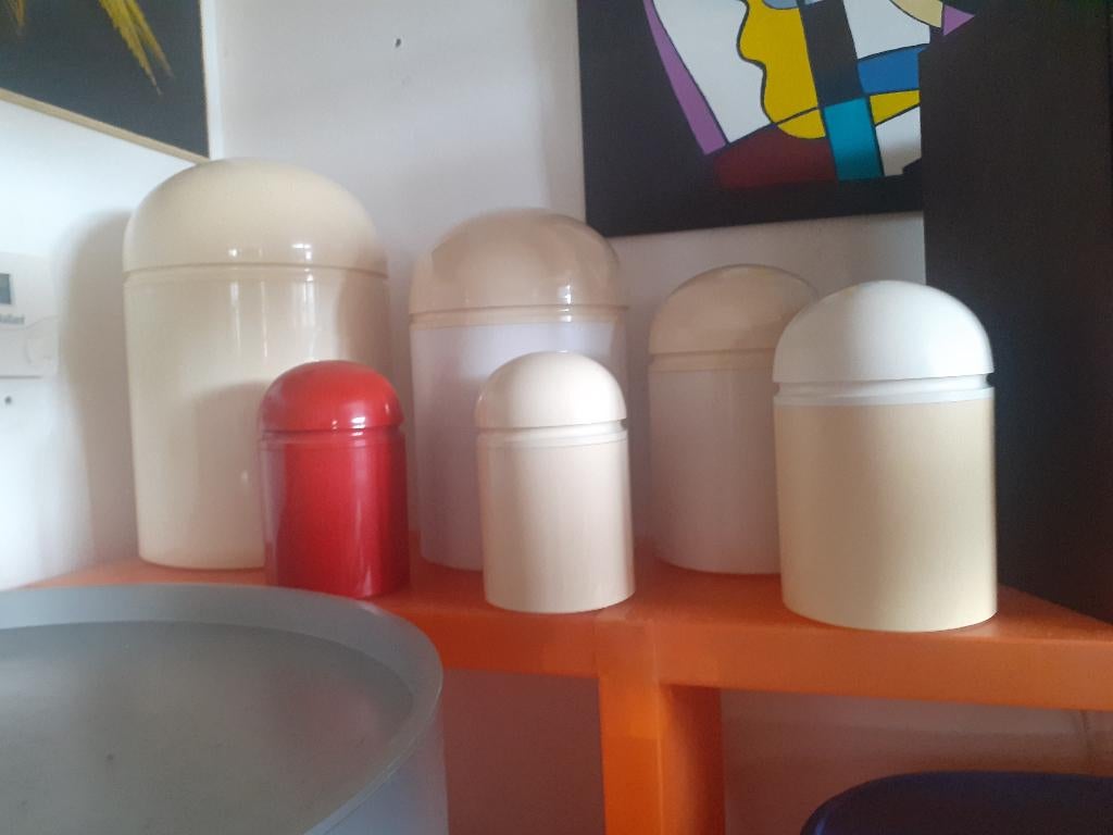 domed containers Anna Castelli Kartell design jaren 70 retro, Gebruikt, Kunststof, ?, Voorraadpot