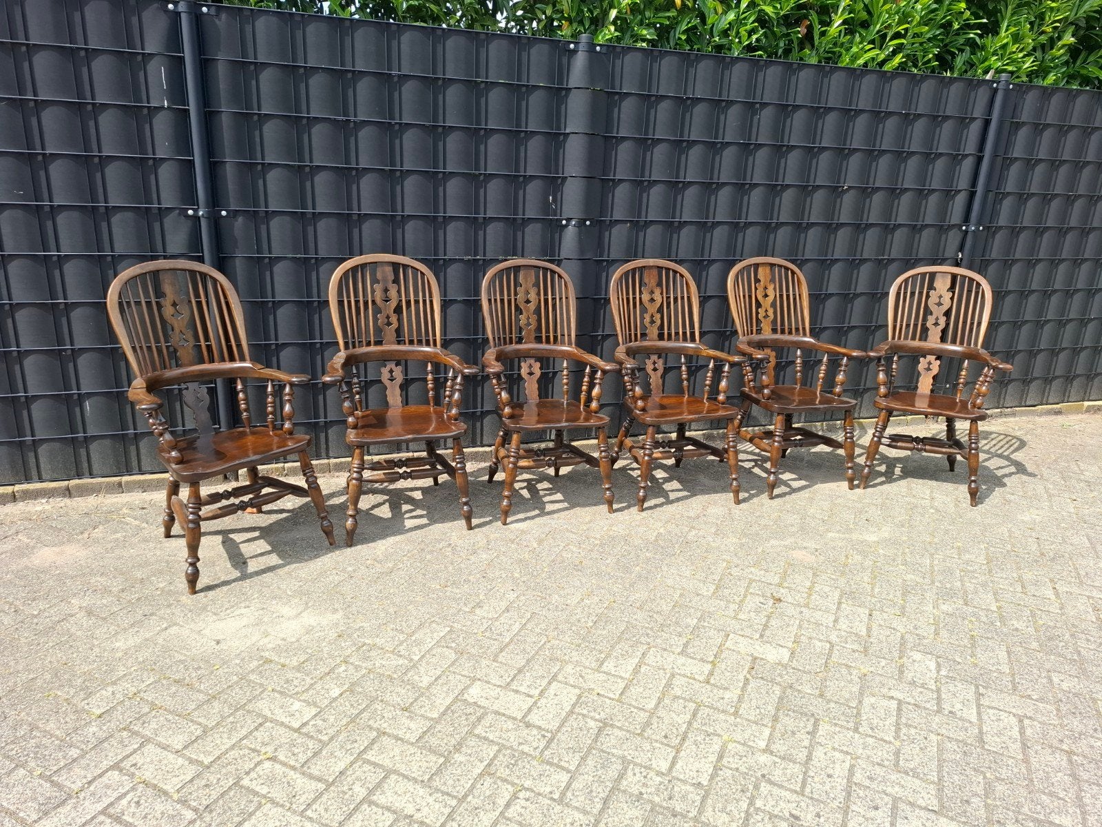 Vintage Windsor armstoel stoelen unieke 6dlg set. Wauwwww,, Ophalen, Gebruikt, Bruin, Vijf, Zes of meer stoelen