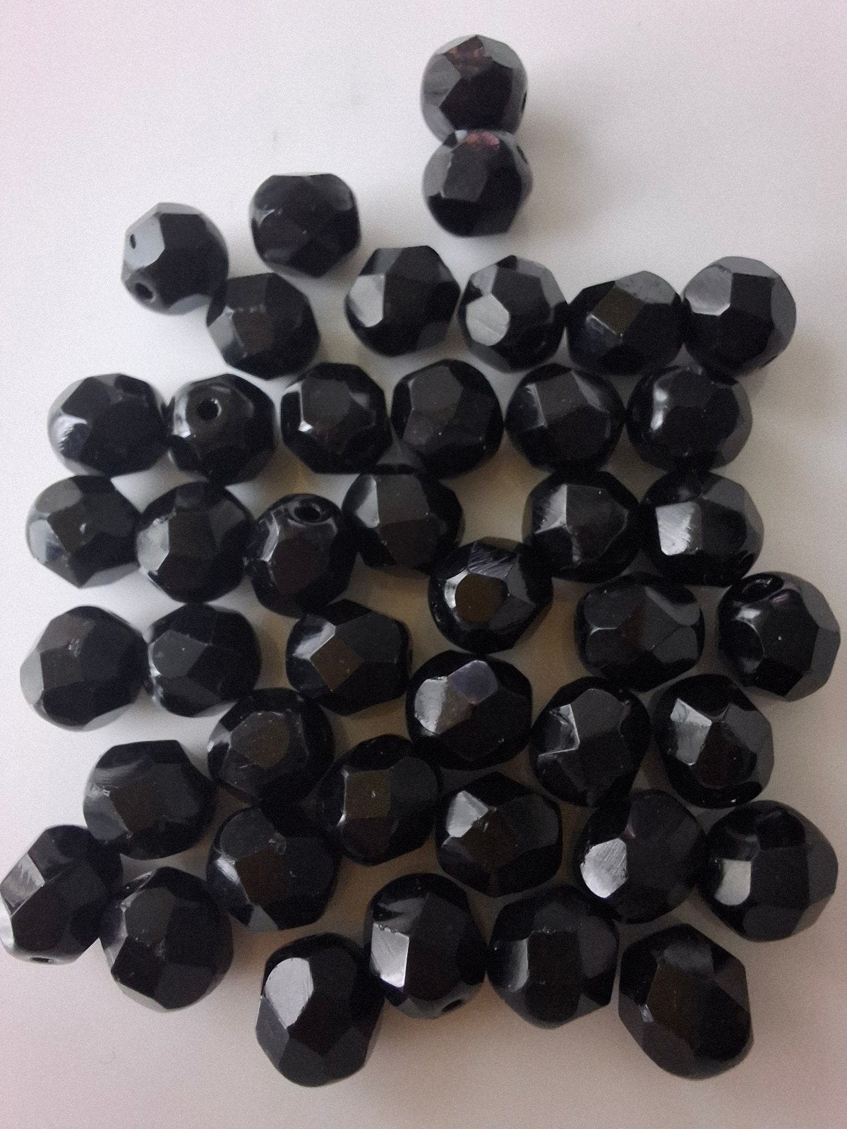 43 stuks 7 mm Tsjechische glaskralen zwart kralen partij, Kraal, -, -, Nieuw