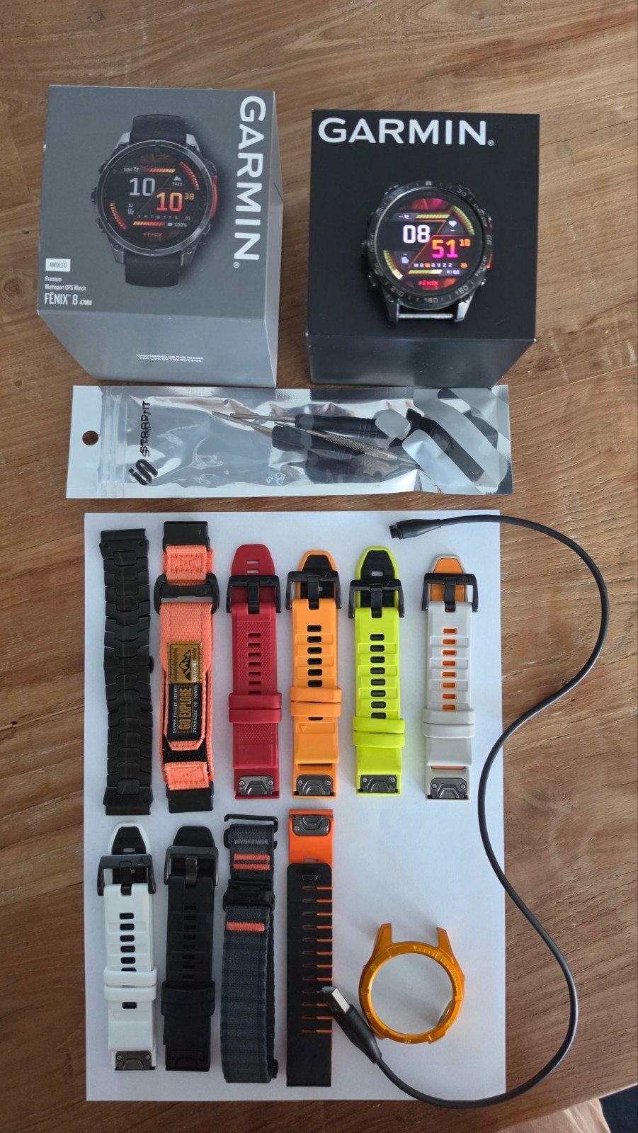 Garmin Fenix 8 47mm Amoled Smartwatch - Incl. extra's, Ophalen, Zwart, Zo goed als nieuw, GPS