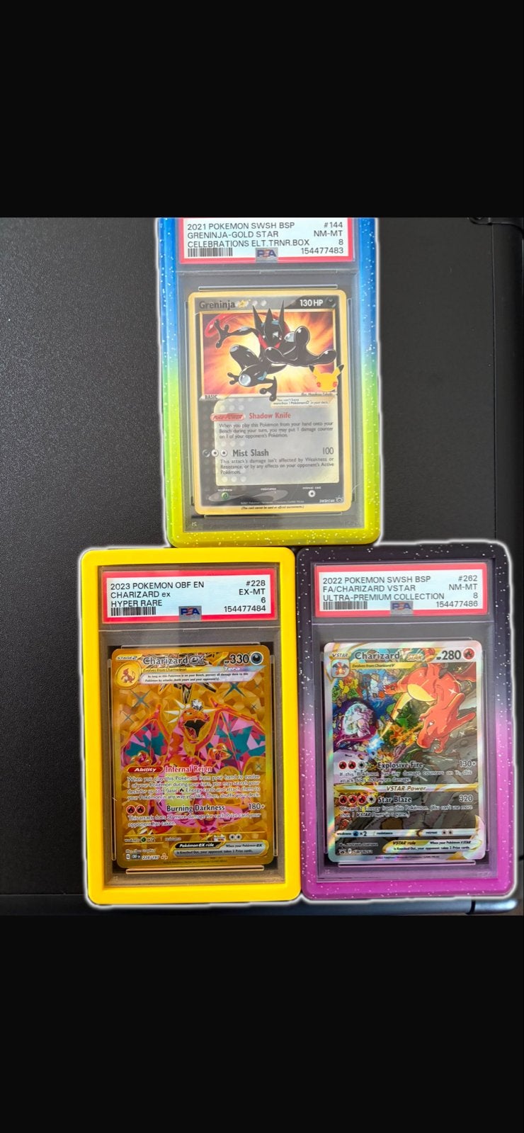Pokémon PSA Graded Kaarten: Greninja & Charizard Collectie, Ophalen, Nieuw, Meerdere kaarten