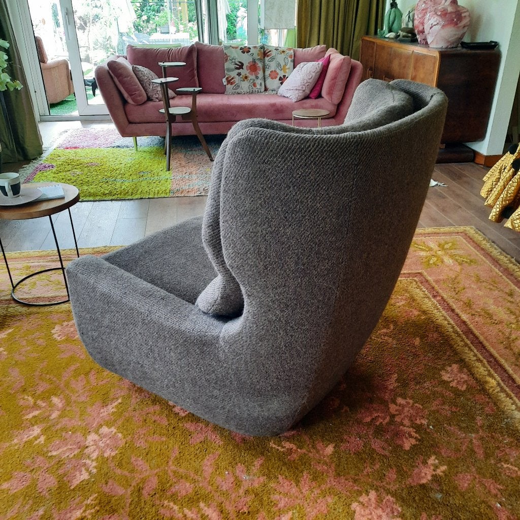 vintage jaren 60 fauteuil Carl Straub Egg chair op wielen, Ophalen, Gebruikt, 75 tot 100 cm, 50 tot 75 cm